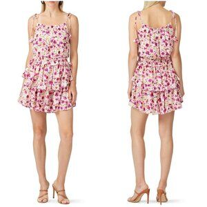 MISA Los Angeles Eliana Pink Tiered Floral Dress $299